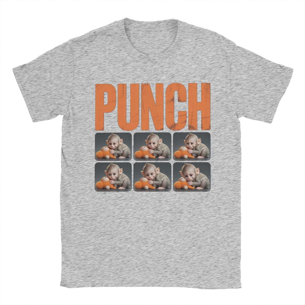 Unisex Women Graphic Printed Team Punch Punch the monkey Baby Monkey Holding Plush Toy Tee T Shirt Cotton Tshirts Clothing