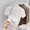 Semi-high-neck Short-sleeved Base Shirt Light Pure Cotton T-shirt for Spring Summer and Autumn Form-fitting Little Shirt Elegant Top