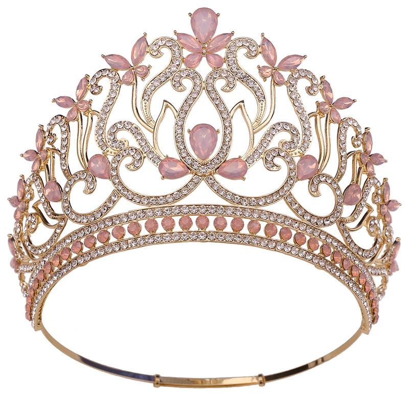 8 Colors Queen Round Crown High Tiaras and Crowns for Women Bridal Wedding Hair Jewelry Party Birthday Bride Headdress Pageant