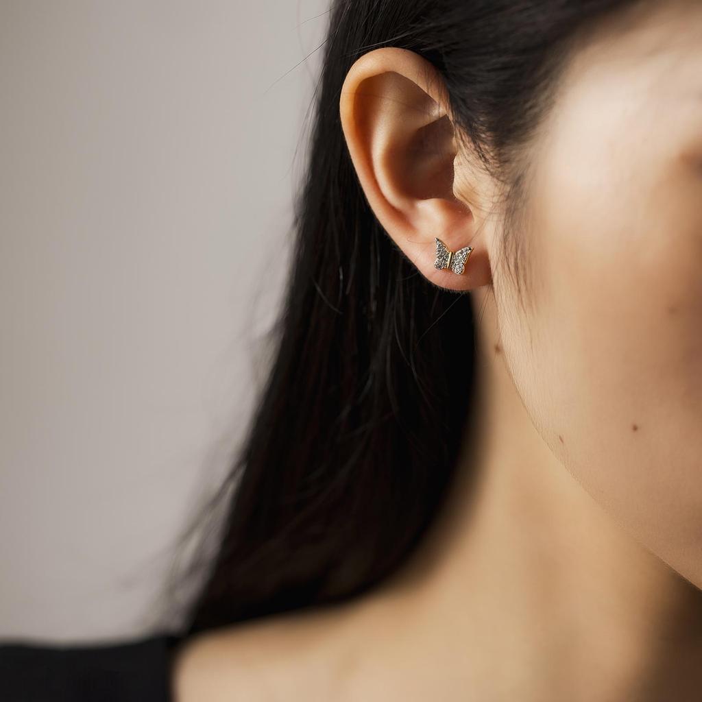 ANDYWEN Женские серьги-гвоздики из стерлингового серебра 925 пробы, золотые бабочки, стрекозы, пчелы, роскошные ювелирные изделия, 2023, свадебные украшения