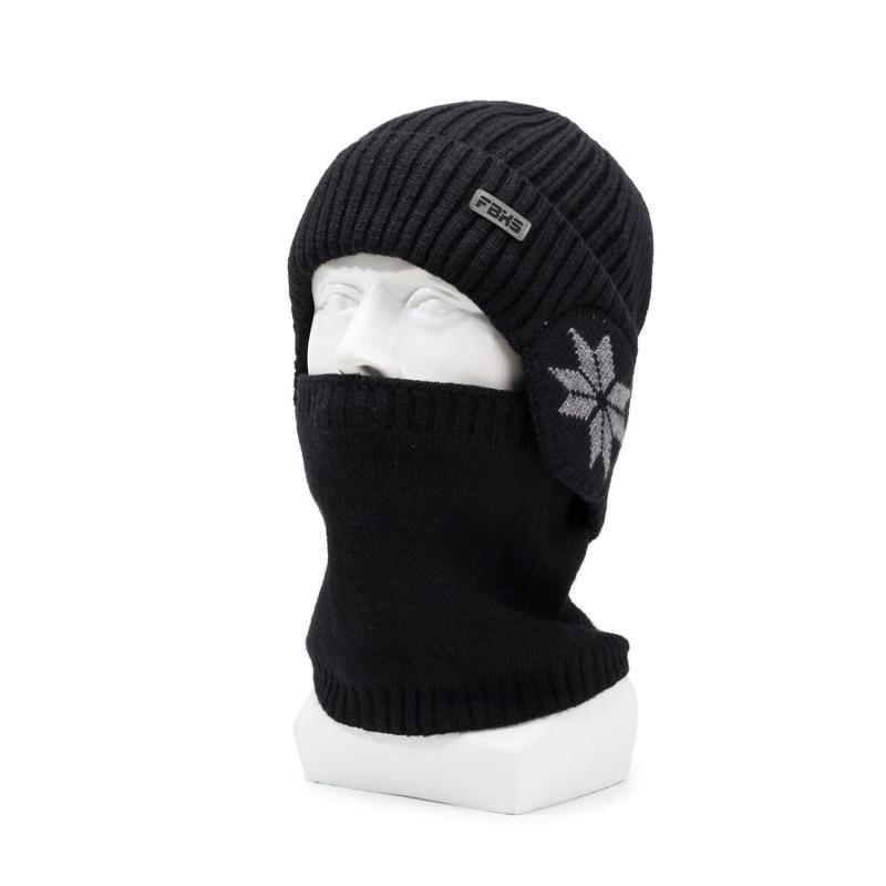Hat Men'S Winter Fleece Thickened Warm Neck Protector Knitted Hat Men'S Ear Protector Cold-Proof Wool Hat Cycling Pullover Hat