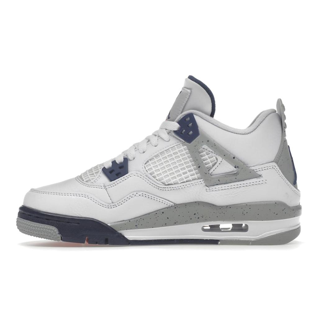 Air Jordan 4 Retro GS Midnight Navy Kids Sneakers White Light-Smoke-Grey Fire-Red 408452-140
