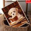 This pearl painting kit features a cute puppy reading a book 5D pearls and a mosaic art style. designed for home wall decoration.