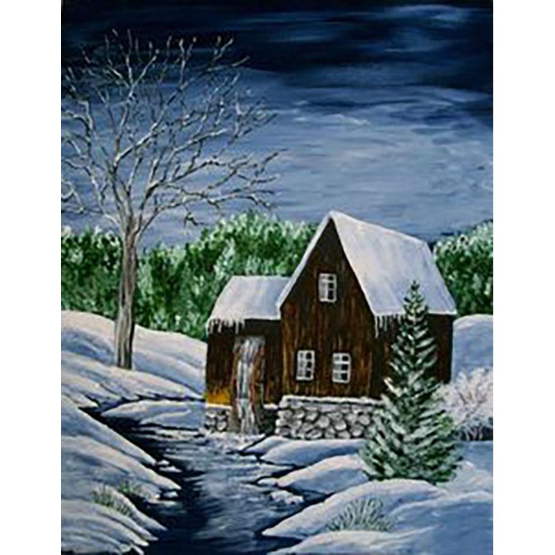 5D DIY Diamond Painting Winter Snow Landscape Full Round Drill Diamond Embroidery Cross Stitch Wall Art Picture of Rhinestone
