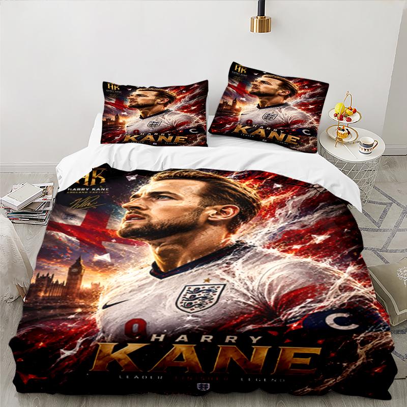 3PCS Football Player Kane Bedding set,Ideal for1pc Duvet Cover And 2pcs Pillowcases Perfect for Christmas gift,Ideal for Bedroom, Dormitory