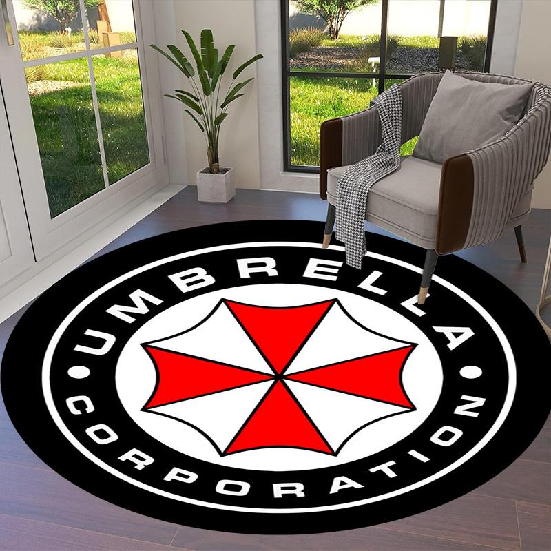 1 шт. Круглый ковер с логотипом Umbrella Corporation, Изготовлен из полиэстера, Идеально подходит для украшения офисных кресел, гостиных, fplt270