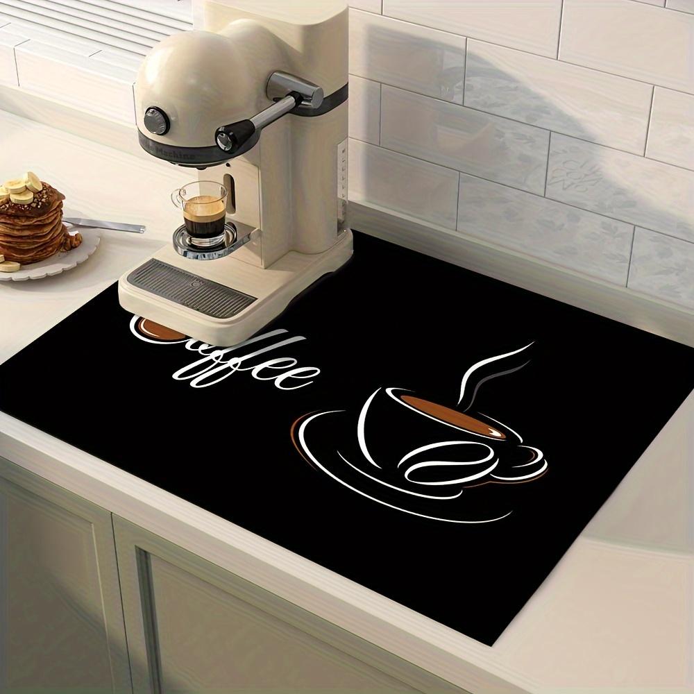 Коврик для сушки посуды для кофемашины - впитывающий полиэстеровый защитный коврик для столешницы с резиновой нескользящей термостойкой накладкой для декора кухонной столешницы