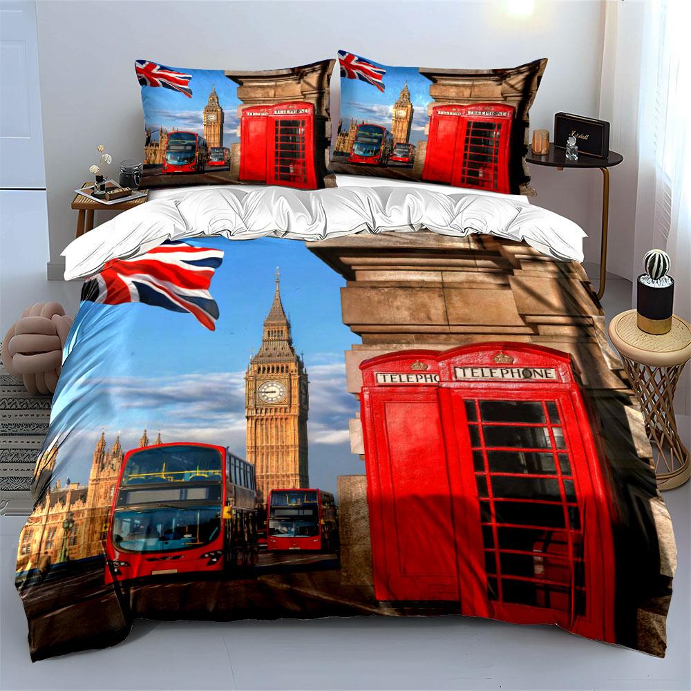Union Jack, Big Ben, buses. Bedding sets Duvet cover sets Duvet covers Pillowcases(1*Duvet Cover 2*Pillowcases without duvet insert)