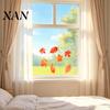 No Glue Window Sticker Watercolor Maple Leaf Static Cling Sticker, Removable & Decal Adhesive Home Decor, Decorative Glass for Bedroom and Balcony