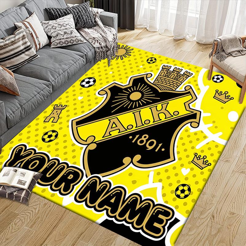 Custom Name AIK Flannel Pattern Square Carpet,Area Rug,Carpet Rug for Living Room Bedroom Sofa Playroom Decor,Non-slip Floor Mat