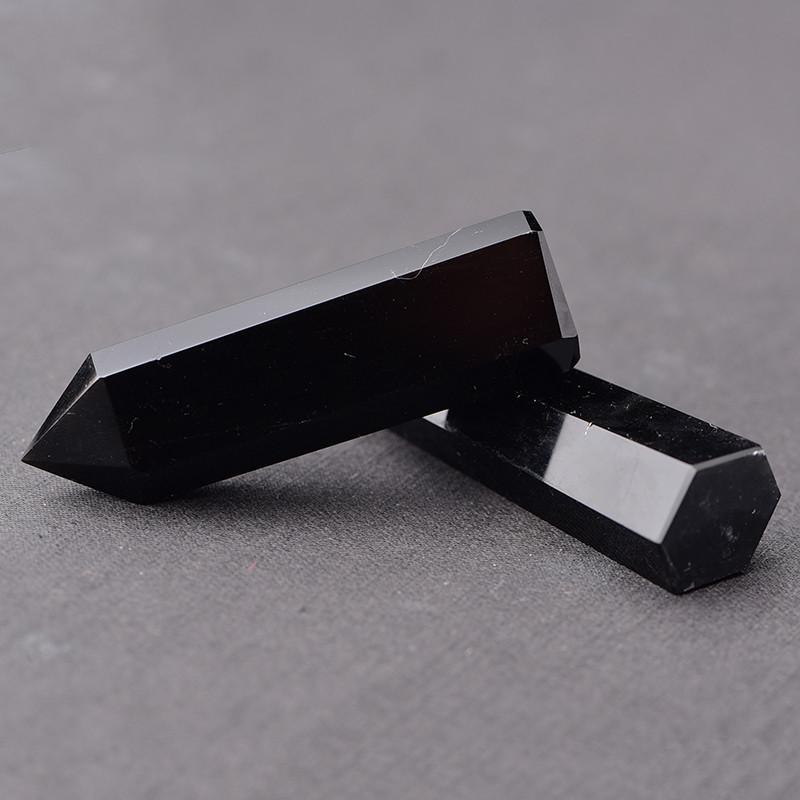 Элегантный и неподвластный времени 100% натуральный обсидиан, черный кварцевый кристалл, точечный, лечебная шестигранная палочка