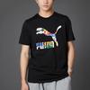 Puma Intl Tee Color Logo Print Спортивная футболка с круглым вырезом с короткими рукавами Мужские топы Черный 532274-51