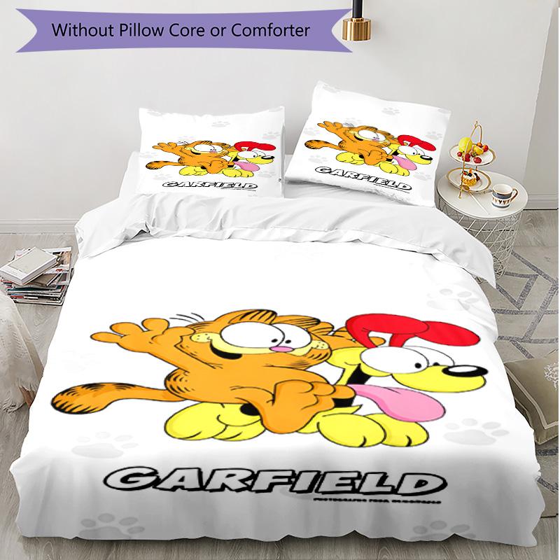 3pcs Duvet Cover Set (1*Duvet Cover + 2*Pillowcase, Without Core), Garfield Print Soft All‑Season Bedding Set, Home Bedroom Decor Gift