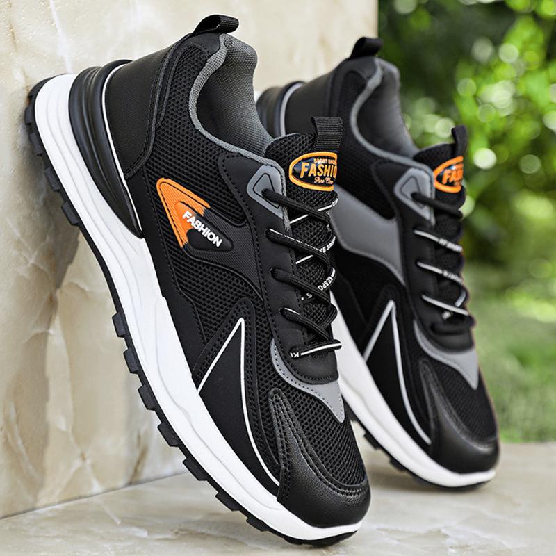 Men's shoes spring and summer sports shoes men's 2026 new leather waterproof and non-slip black casual shoes men's running dad shoes