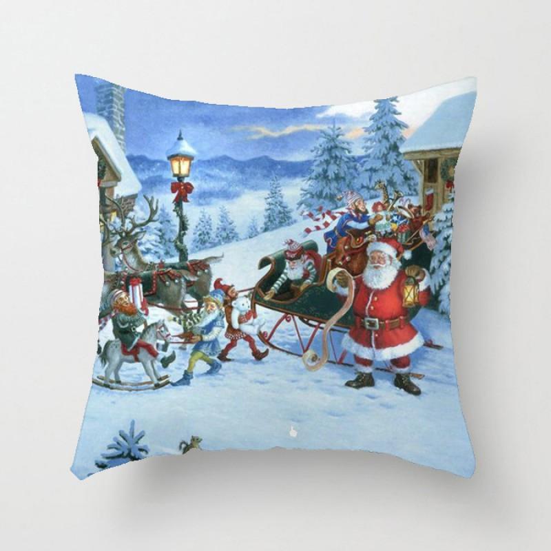 Christmas Throw Pillow Cover 45x45cm Plush Velvet Decorative Cushion Case Sofa Car Home Holiday Gift