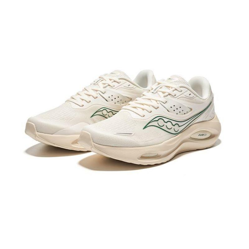 SAUCONY Кроссовки мужские низкие для бега Phoenix LS бежево-зеленые с амортизацией, дышащие, плотно сидящие, удобные S28202-1