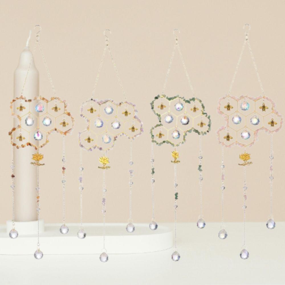 Natural Beehive Crystal Sun Catcher Hanging Wind Chimes Pendant  Bedroom Balcony Patio