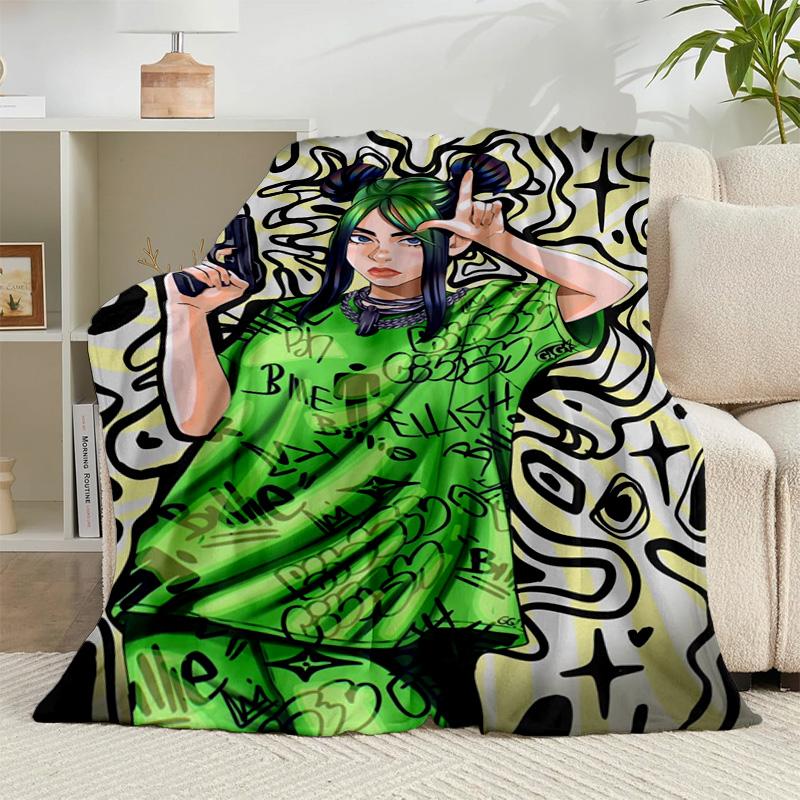 1PC Bi-llie green Artwork Flannel Blanket Gift, Suitable for Both Men And Women, Soft Ideal for Beds And Sofa, Birthday Or Christmas Gift