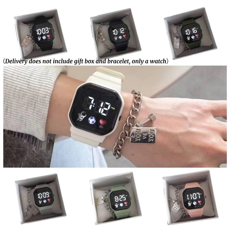Модные Спортивные Женские Часы с Квадратным Циферблатом Водонепроницаемые Светодиодный Цифровой Дисплей Водозащита 30 м