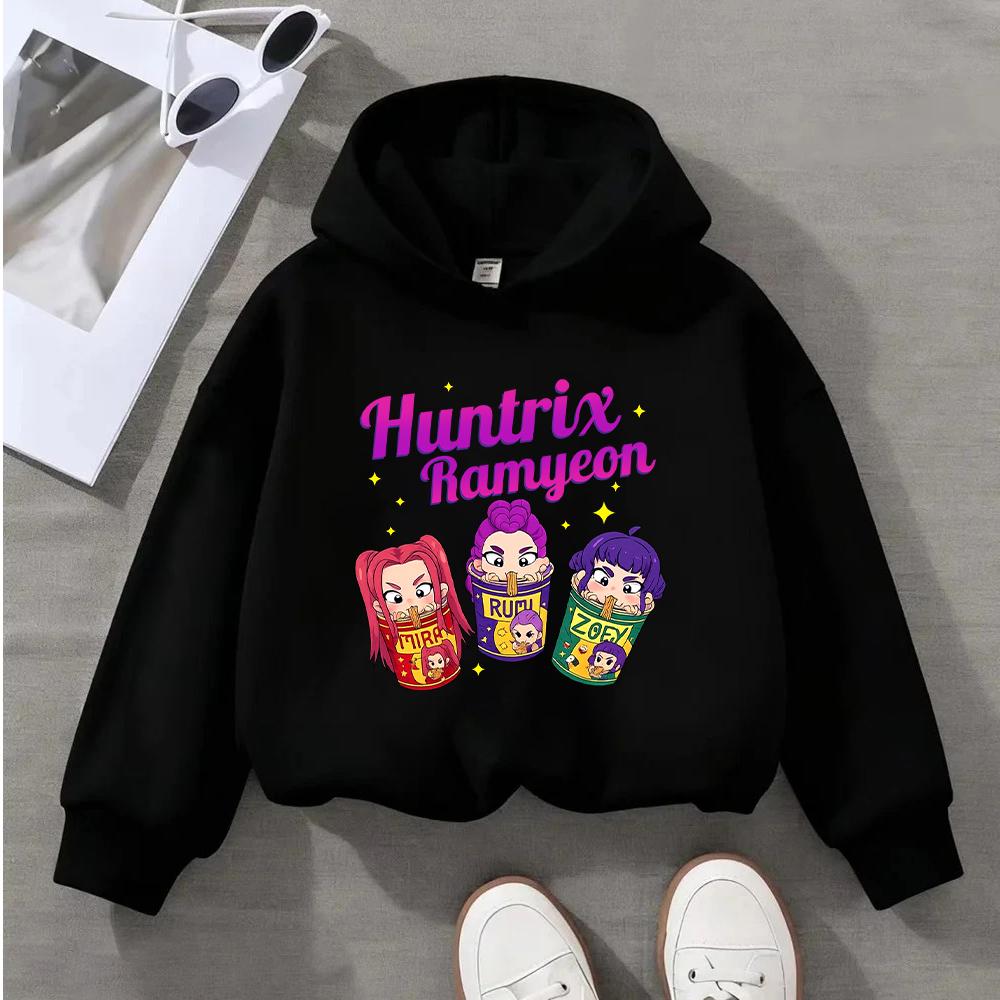 Детское худи с графикой Huntrix Ramyeon, милый мультяшный пуловер для мальчиков, девочек, малышей, подростков