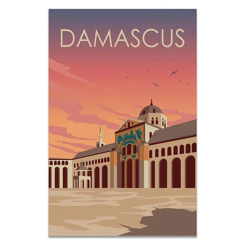 Travel City Vintage Poster Metal Tin Signs New York Paris Tokyo Landscape Retro Plaque Metal Plate Wall Art Decor for Bar Home