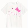 Miniso Sanrio Розовые Линии Хелло Китти Принт Короткий Рукав 2025 Лето Новый Женский Футболка Модный Свободный Повседневный Универсальный Топ