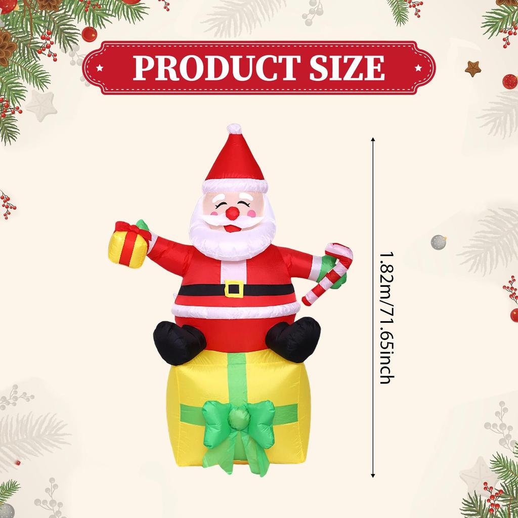 1.82M Christmas Inflatable Outdoor Decoration Santa Claus for Backyard Porch
