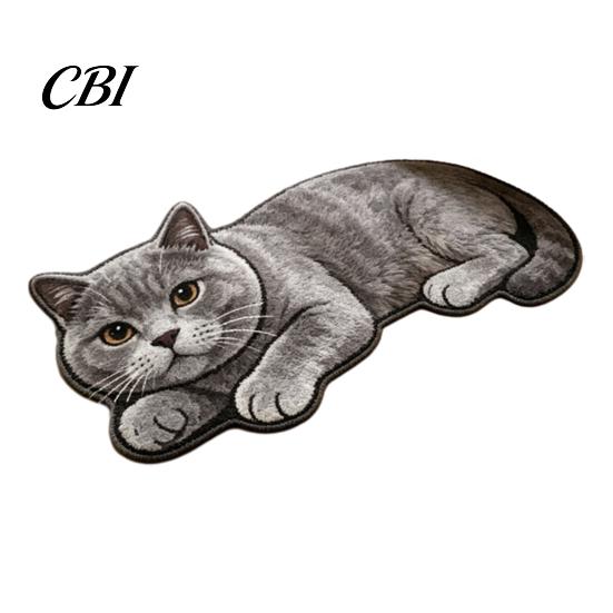 Cute Cat Floor Mat Bathroom Rug, Anti-Slip Absorbent Bath Washable Plush Home Safety Rug Kitty Door for Entrance Kitchen Decor Doorway Protector