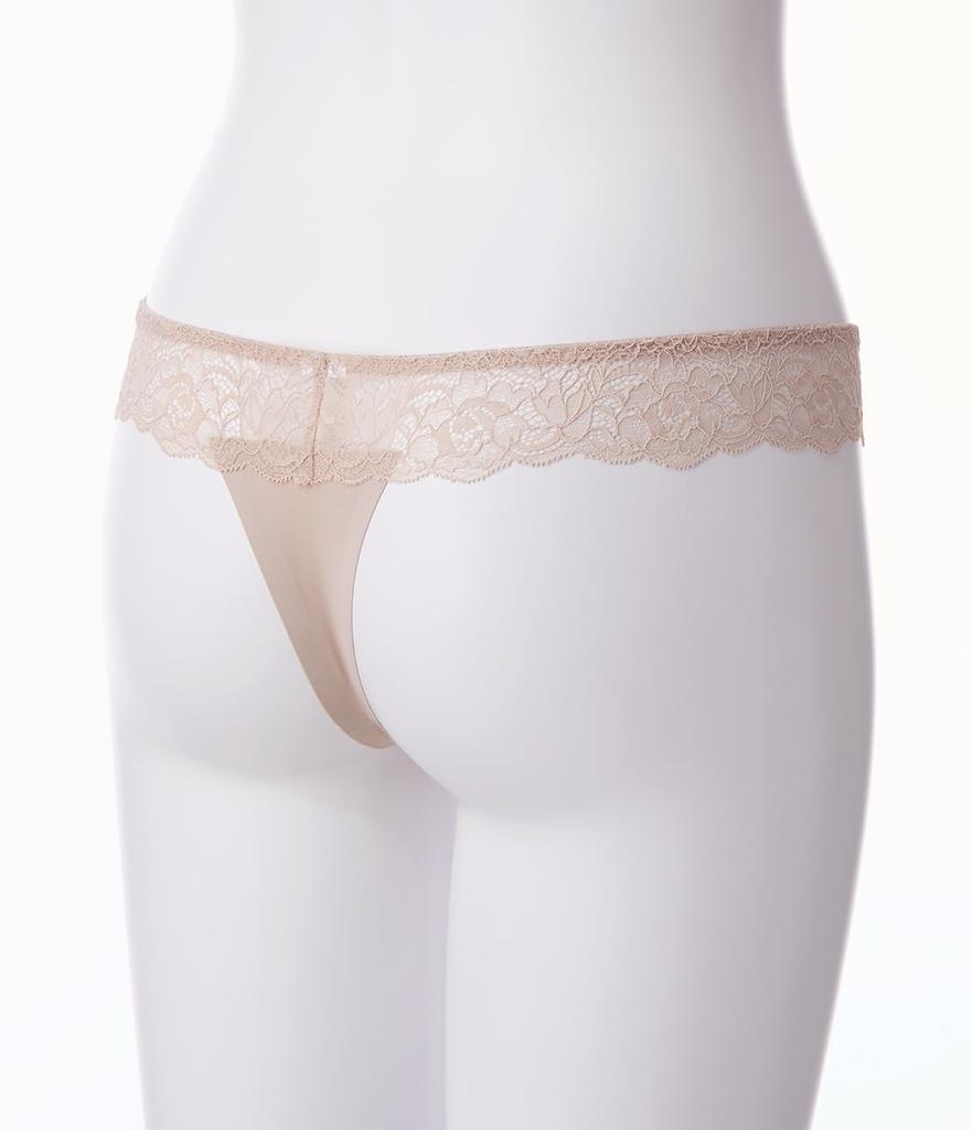 Peach John Soft Sides and Lightweight Chest Thong Sizes [Lace, Back, Fit] T-Back, Beige, M/L