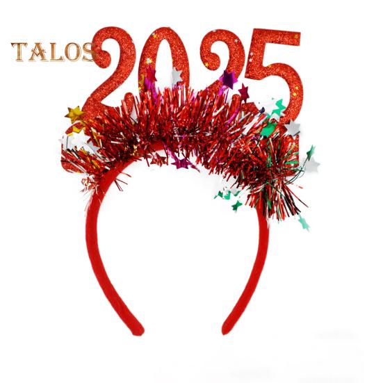 Обруч для волос с блестками для косплея 2025, декор в виде цифр, новогодняя повязка на голову, высокоэластичная дизайнерская повязка для волос, украшение для рождественской вечеринки