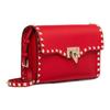 Valentino Rockstud Studded Edge Hook Closure Calfskin Messenger Bag Women Shoulder Bag Red VW2B0181VSFJU5