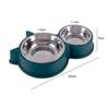 Миска из нержавеющей стали с защитой от опрокидывания, двойная, для кошек и собак, с защитой шеи