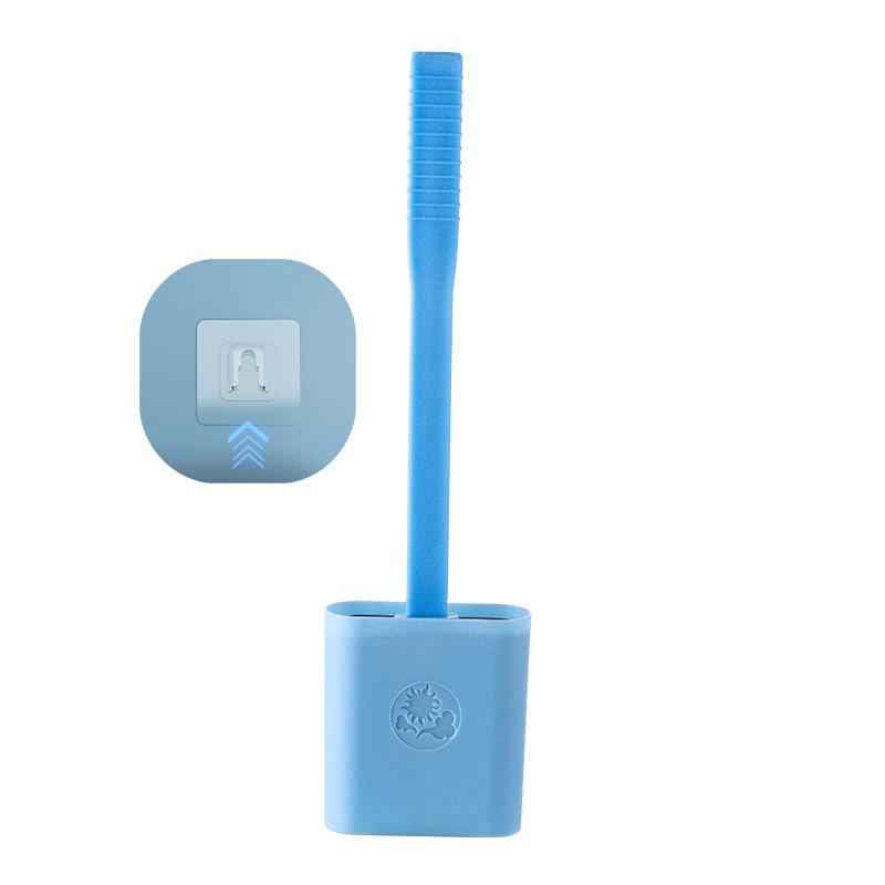 Flexible Silicone Toilet Brush With Holder Leakproof Soft Toilet Bowl Cleaner Brush Bathroom Wall Mounted Cleaning WC Tool