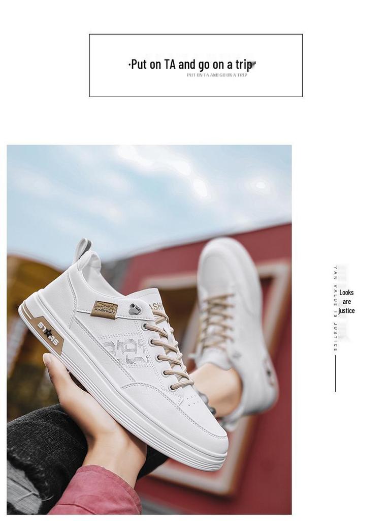 Men's 2025 Spring Breathable White Slip-on Shoes - Korean Trend, Versatile Casual Sport Style with Soft Sole.