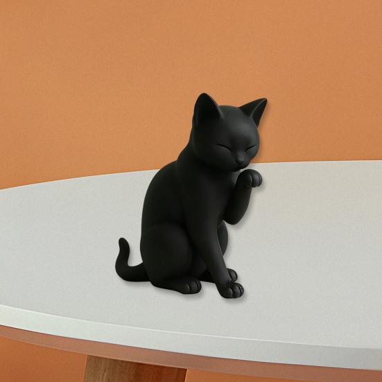 Модель Черной Кошки, Миниатюрное Украшение в Форме Кошки, 3D-печатная Матовая Черная Декоративная Фигурка для Рабочего Стола, Прихожей, Спальни