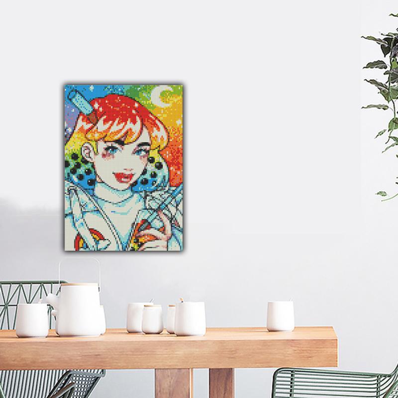 FIYO 11,8x16,73 дюйма Алмазная картина Полная круглая дрель Алмазная жемчужина Девушка Круглая алмазная живопись Ручная работа Diy Алмазная мозаика Картина Украшение дома