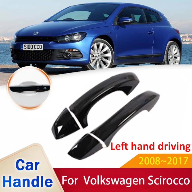 Для Volkswagen VW Scirocco 3 MK3 2008~2017 глянцевые черные наклейки на дверные ручки отделка внешние аксессуары для автомобиля 2009 2010 2011