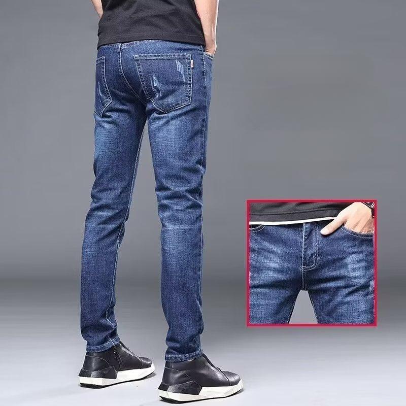Джинсы мужские летние эластичные универсальные облегающие брюки деловые повседневные универсальные длинные брюки облегающие прямые брюки мужские