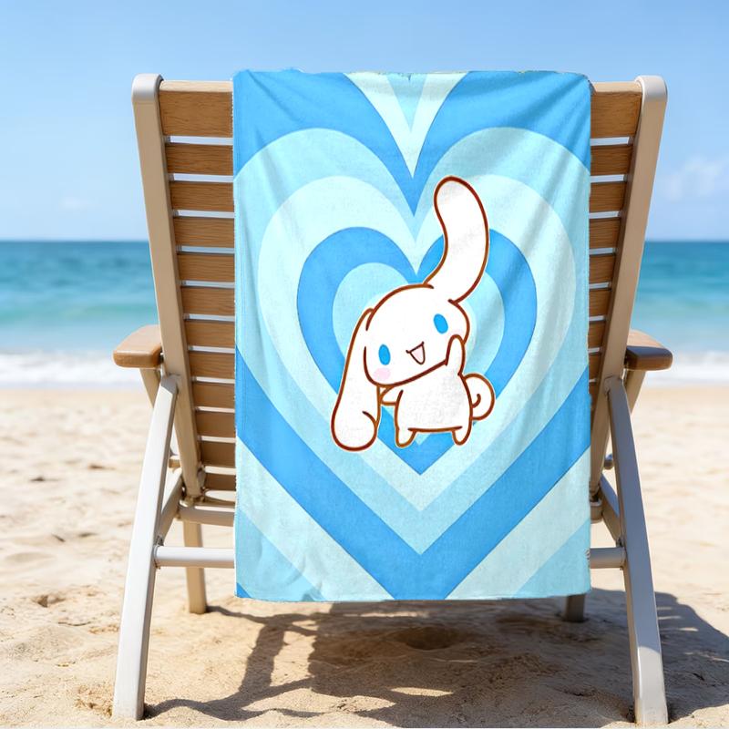 proof beach towel with a Sanrio Cinnamoroll1 pattern - soft,absorbent,quick-drying,machine washable - perfect for swimming,camping,bathing