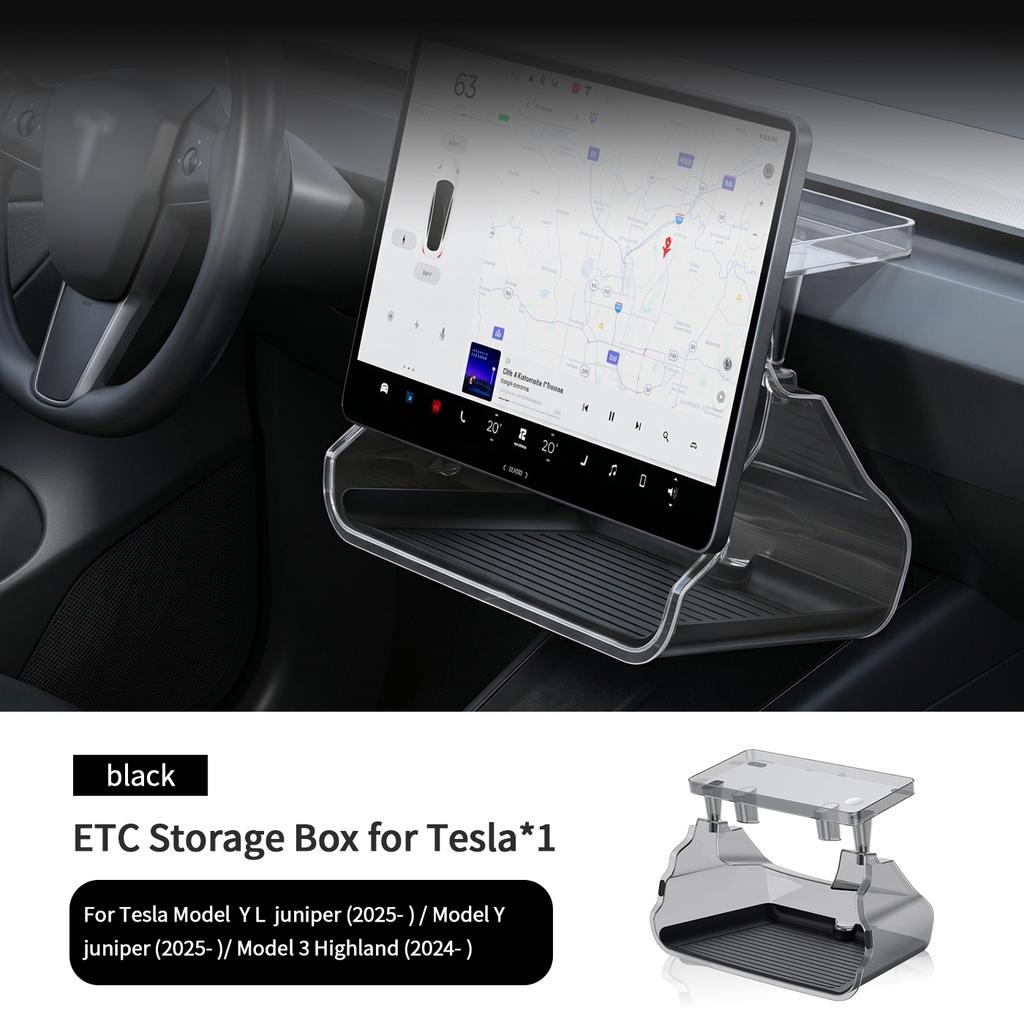 For Tesla Model Y Juniper 2025- / Model 3 Highland 2024- Central Control ETC Storage Box, Under Screen Hidden Storage Box Tray