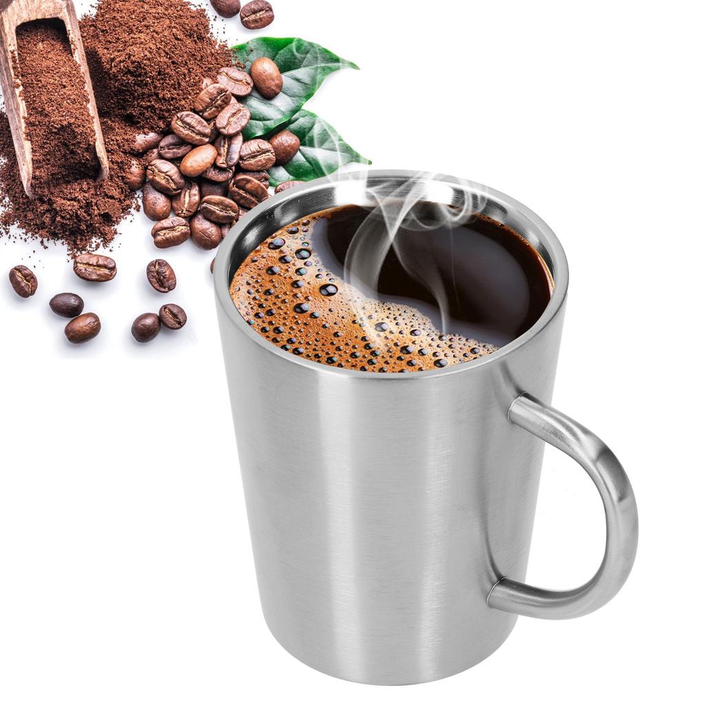 340ml 304 Stainless Steel Beer Mug Coffee Water Cup with Handgrip Double Wall DrinkwareStainless