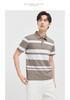 Seven Wolves Men's Silk Color Weaving Positioning Wide Strip Short Sleeve Collar Polo