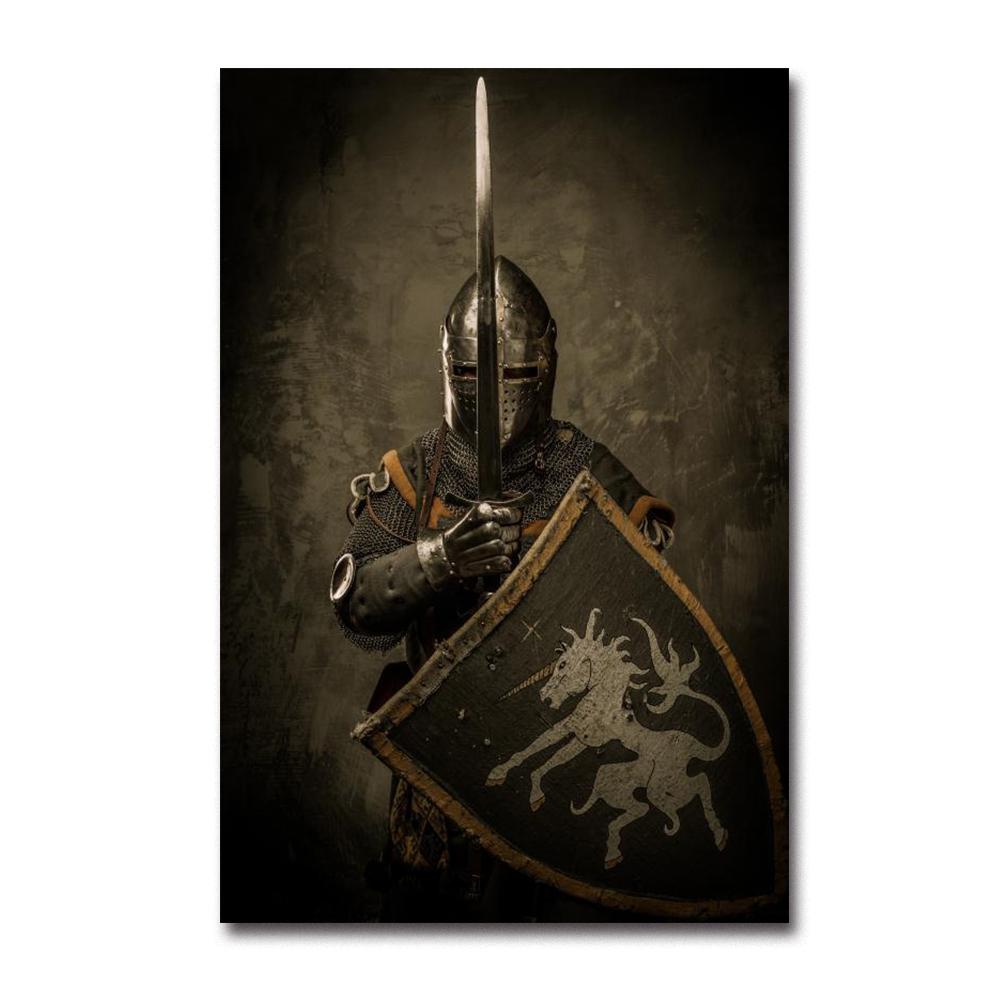 Европейский Рыцарь Плакат Украшение Холст Картина Винтаж Минималистский Средневековый Воин Спальня Декор Гостиной Художественные принты Фреска