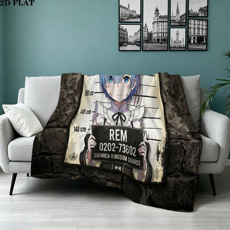 1PC Re Zero Patterned Flannel Blanket Suitable For All Seasons For Home Decor Warmth And Comfort Gifts Holiday Present