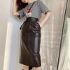Sexy High-Waisted Split Design Women's Leather Skirt for Spring