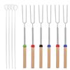 Meige 304 Stainless Steel Telescopic BBQ Roasting Fork Set with Wooden Handle
