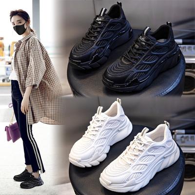 Туфли женские из кожи на подошве с присосками, весна 2025, новые спортивные и повседневные кроссовки для бега, детские на плоской подошве с увеличением высоты, папины кроссовки женские