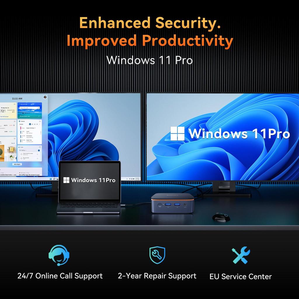 Blackview Мини-ПК 16 ГБ ОЗУ DDR4 512 ГБ SSD-накопитель 4K HDMI Выход MP20 3300U AMD Ryzen 3 Windows 11 Pro