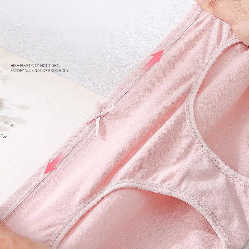 7Pcs Women Panties Breathable Cotton Underwear Seamless Ladies Low Waist Lingeries Cute Bow Briefs