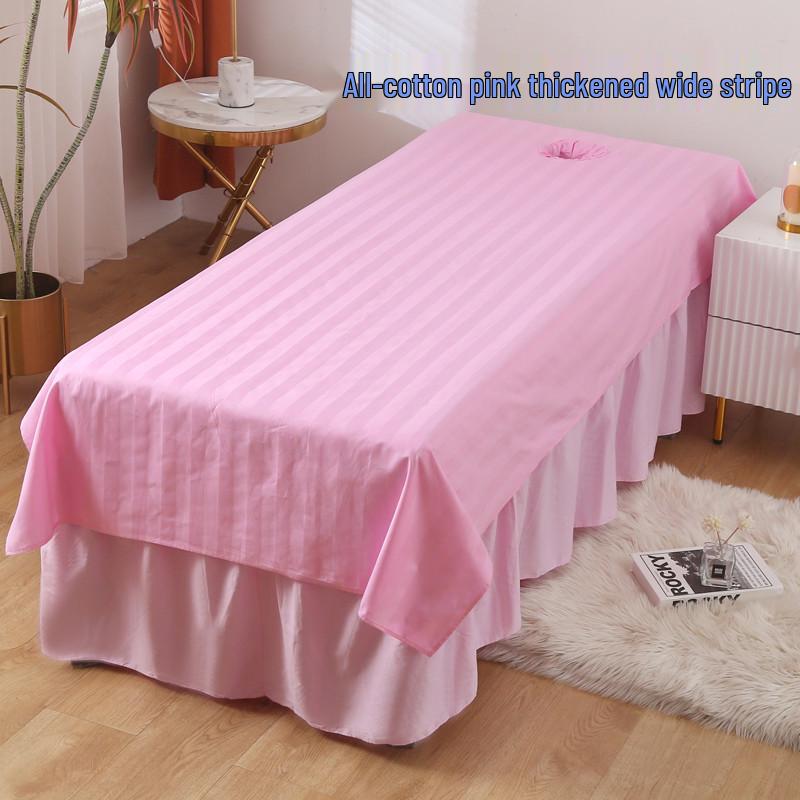 Custom White Cotton Salon Bed Sheets with Face Hole for SPA & Massage